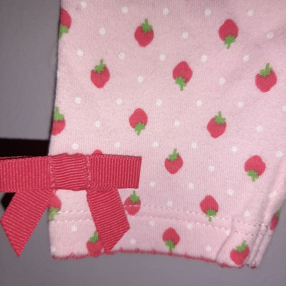 🆕️ Gymboree Pink Strawberry Print Bow Leggings - Picture 2 of 5